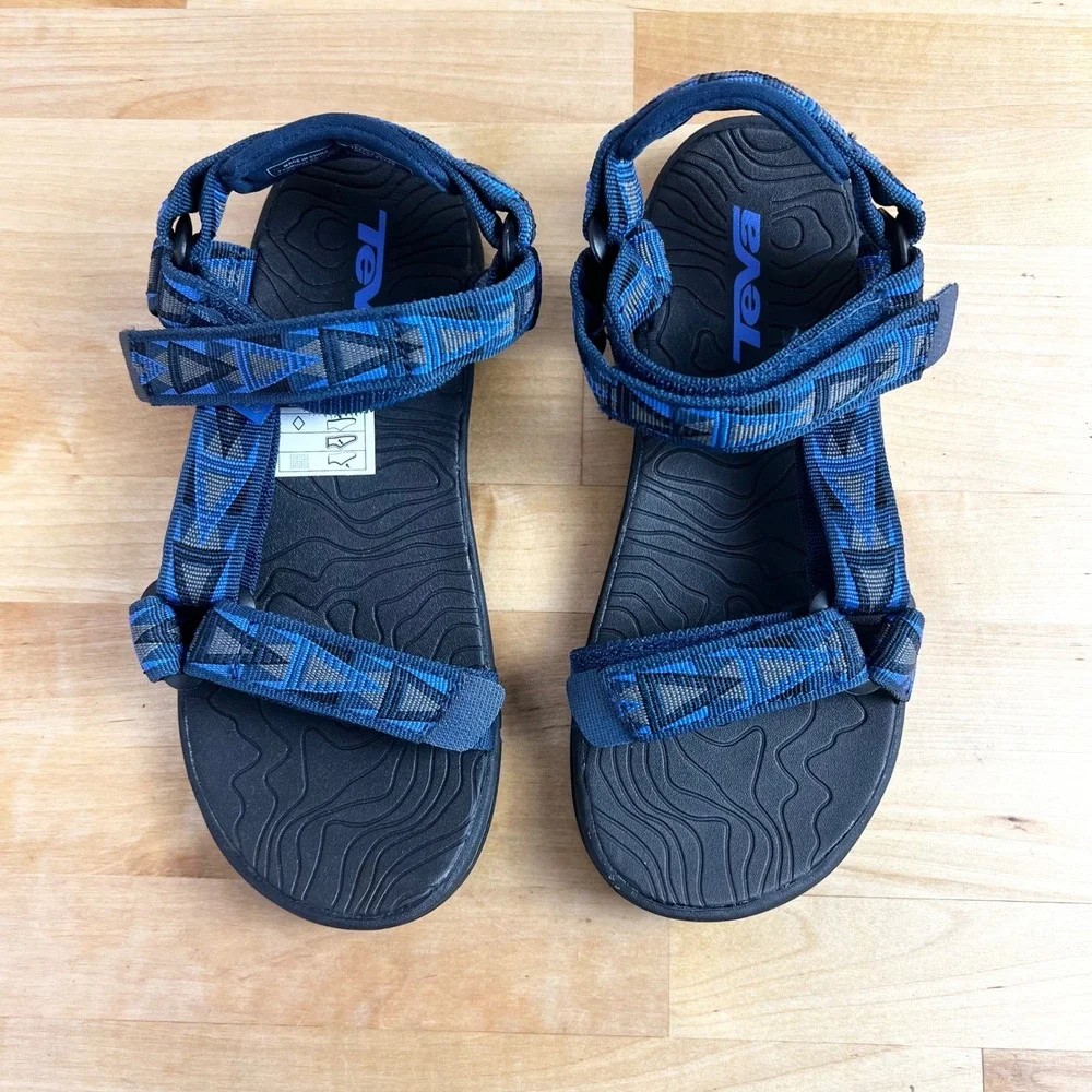Teva Hurricane Sandals Blue‎ Black Geometric Straps Men's Size 4 US 36 EU
